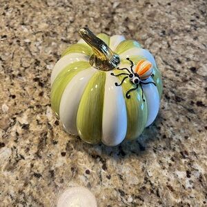 MacKenzie-Childs Green and White Ceramic Decor with Gold Accent